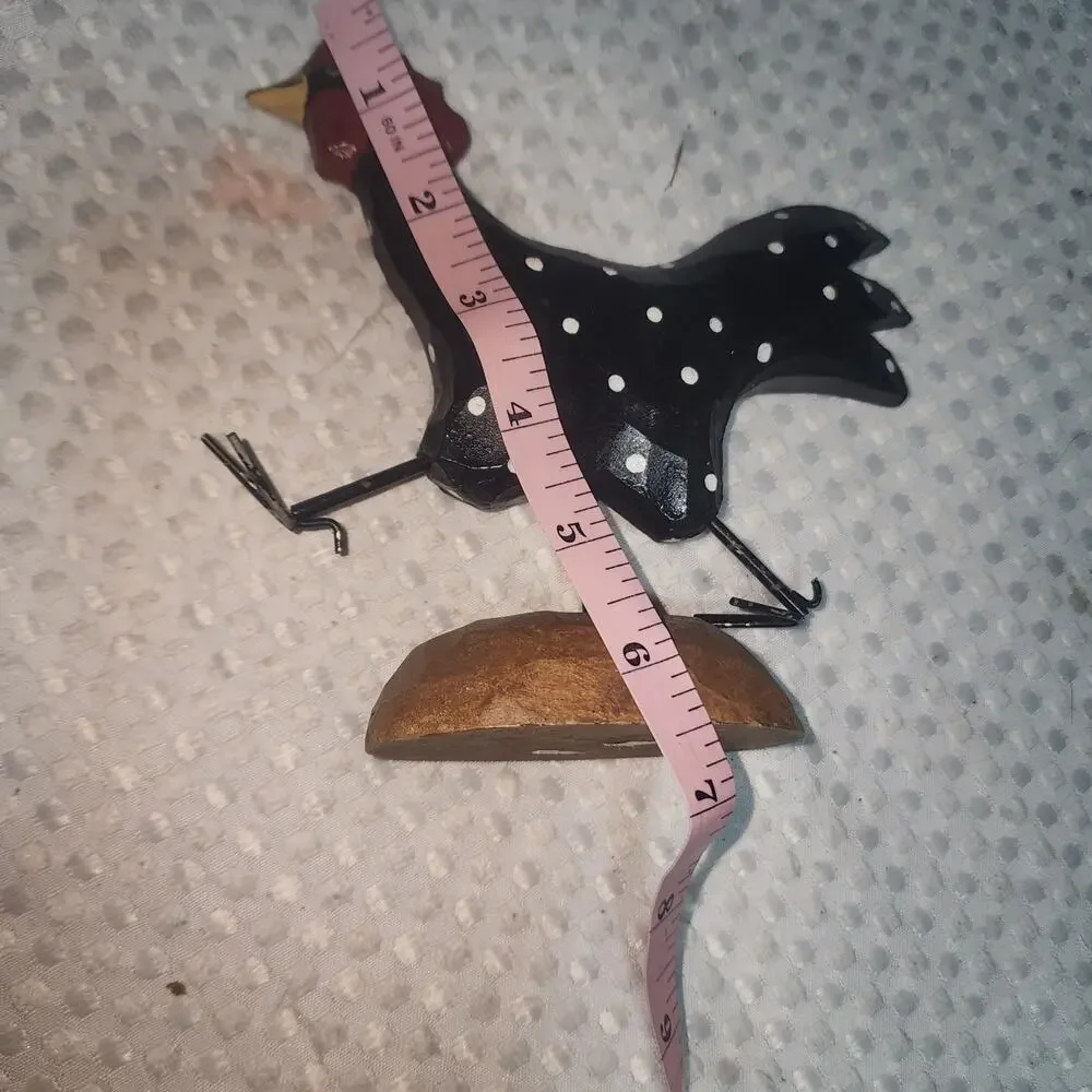 VINTAGE HANDCRAFTED FOLK ART WOODEN RUNNING CHICKEN DECOR - Picture 7 of 7